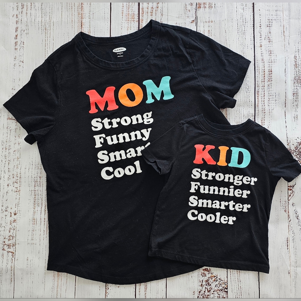 Old Navy Black Graphic Tees for Mom and Kid